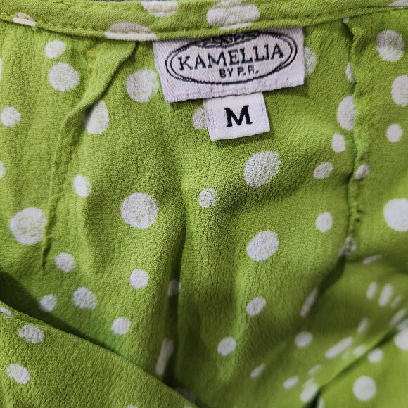 Lime green Dress with white polka dots - Picture 2 of 5